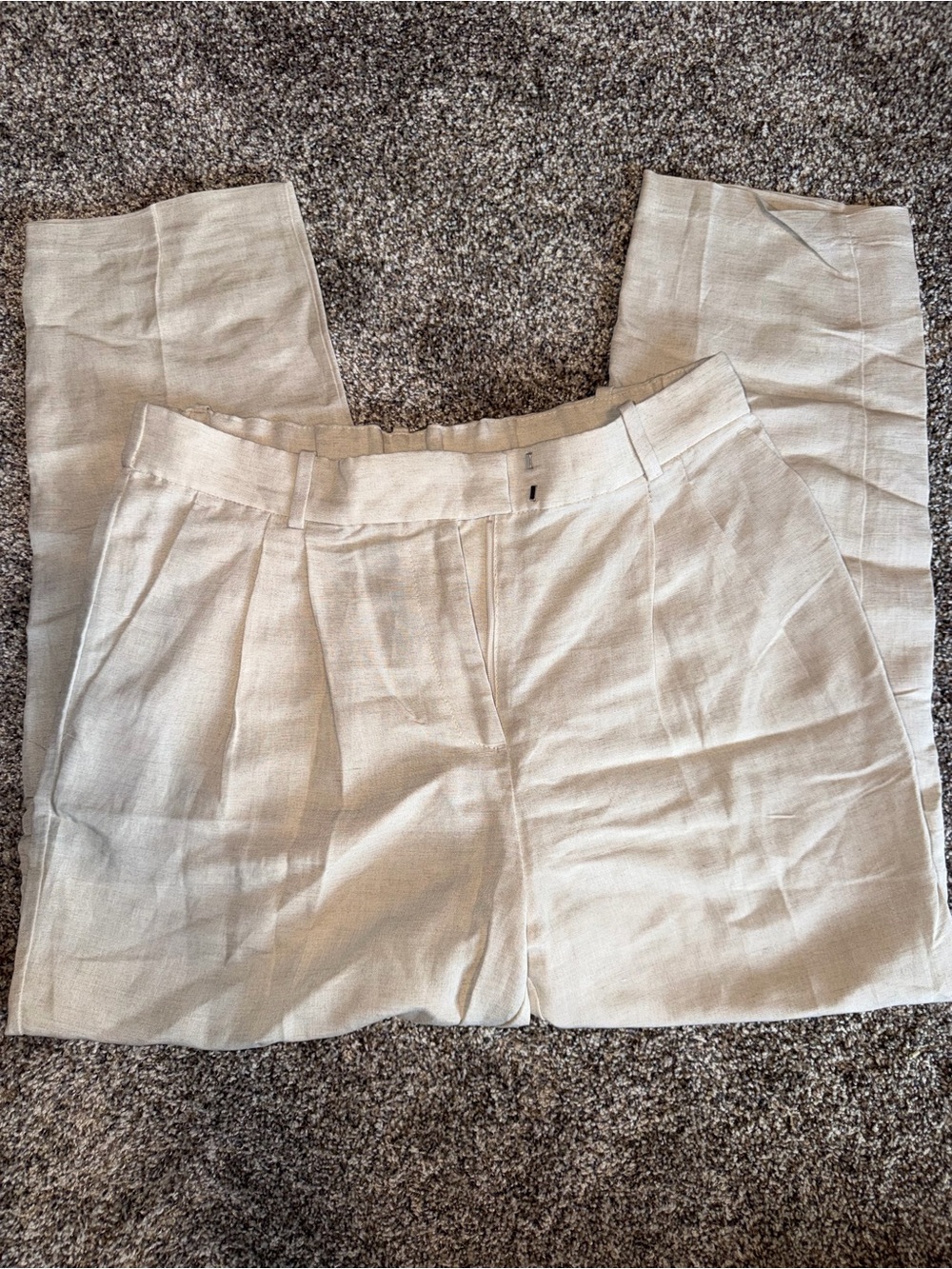 H&M Women's Cream Pleated Trousers